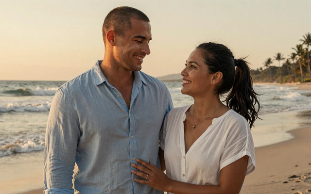 David and Maria on beach - Filipino dating success story on Dating-bay