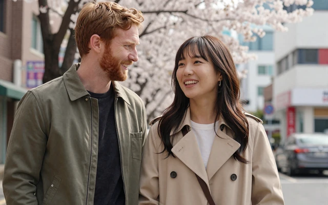Steve from Washington and Minjung from South Korea on a date after meeting on Dating-bay
